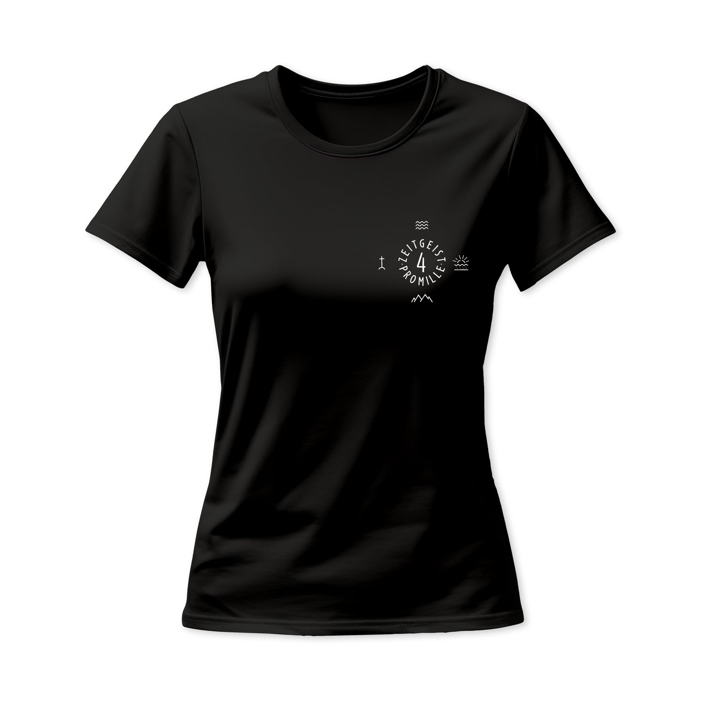 T-Shirt - Girlie "Zeitgeist" schwarz mit weißem Druck - Girlie