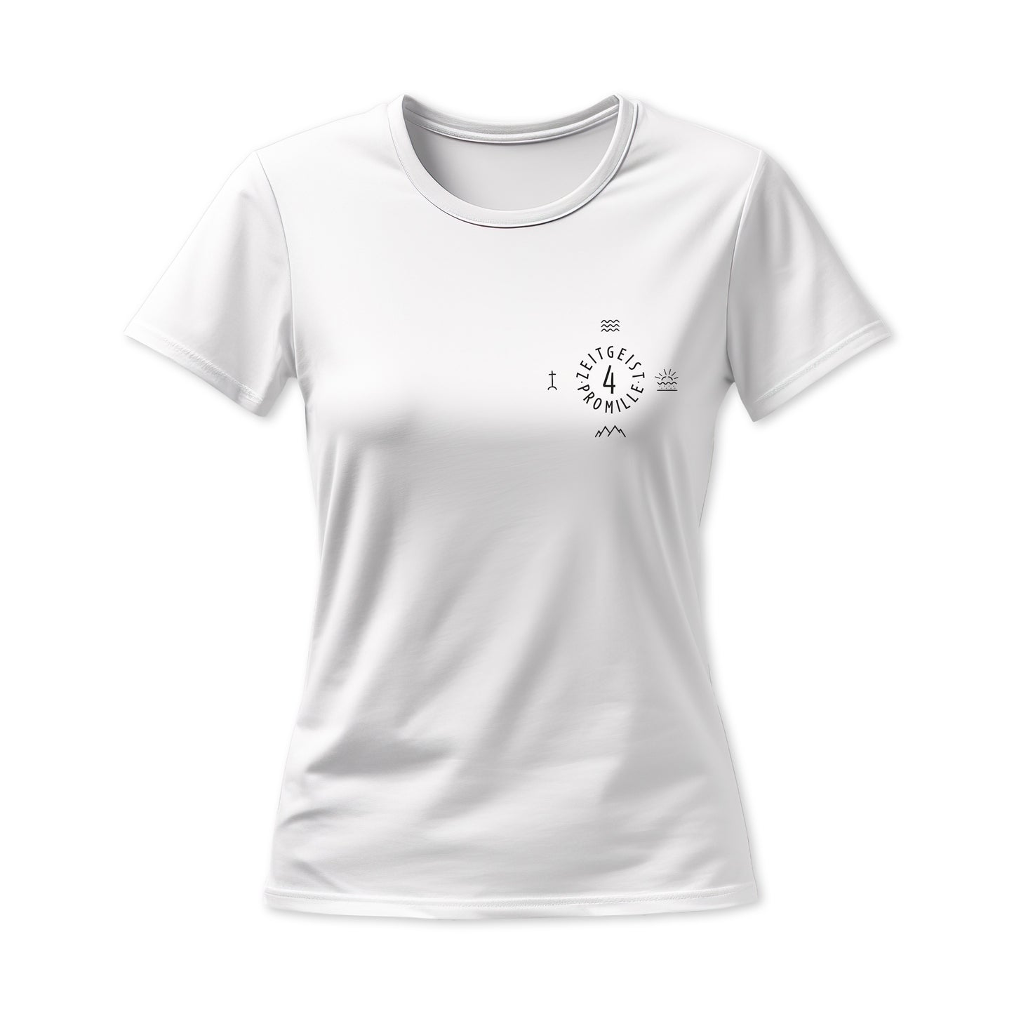 T-Shirt - Girlie "Zeitgeist" weiß mit schwarzem Druck -  Girlie