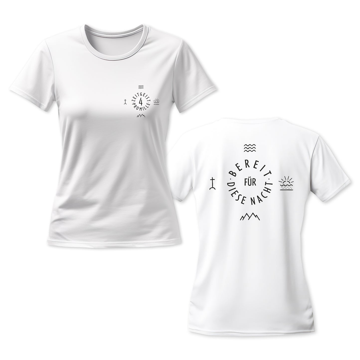 T-Shirt - Girlie "Zeitgeist" weiß mit schwarzem Druck -  Girlie